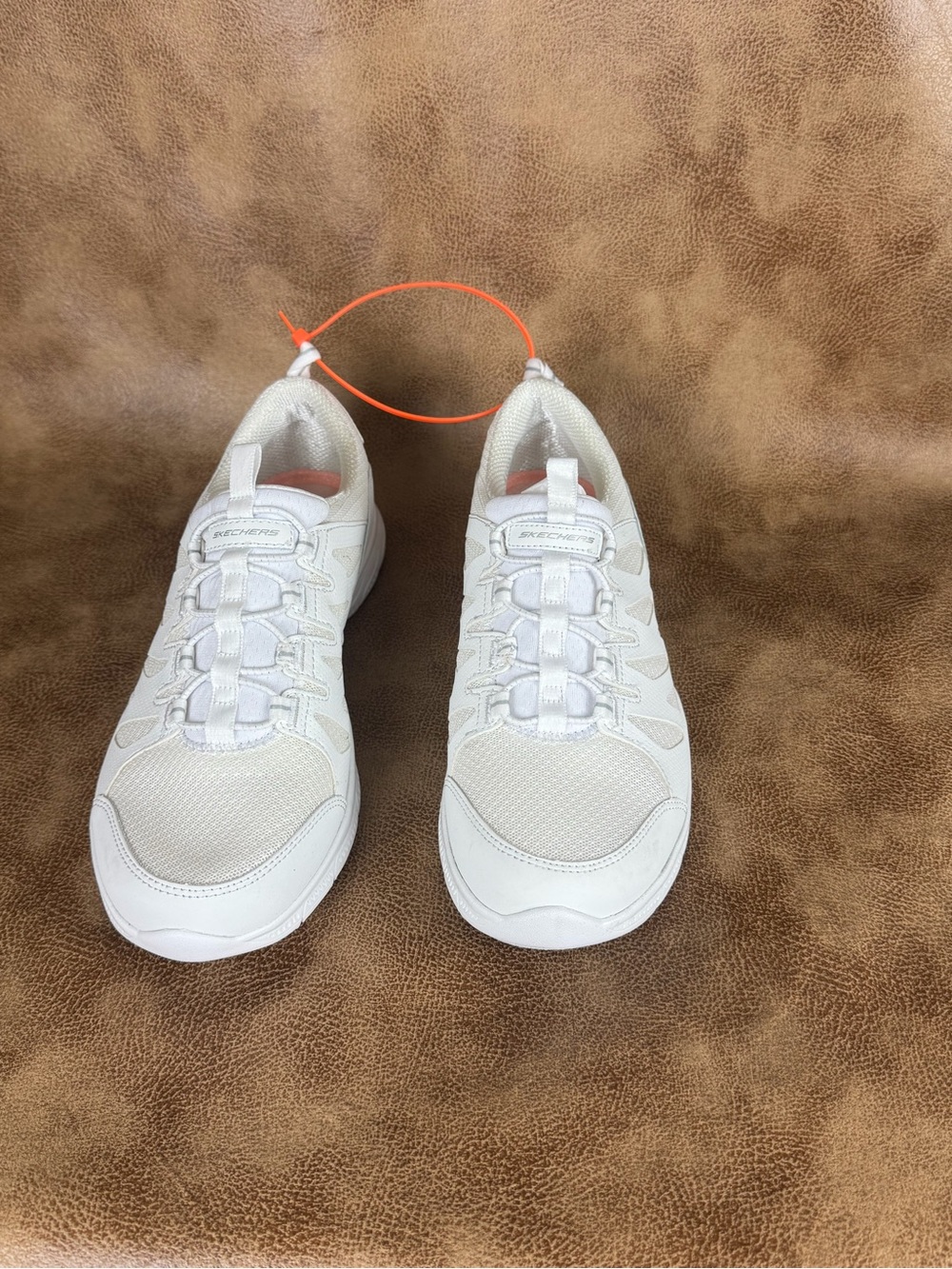 Skechers Women's Off-White Casual Slip-On Lace-Style Sneakers